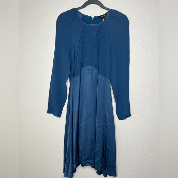 Club Monaco blue silk long sleeve dress size 4 - Picture 4 of 8